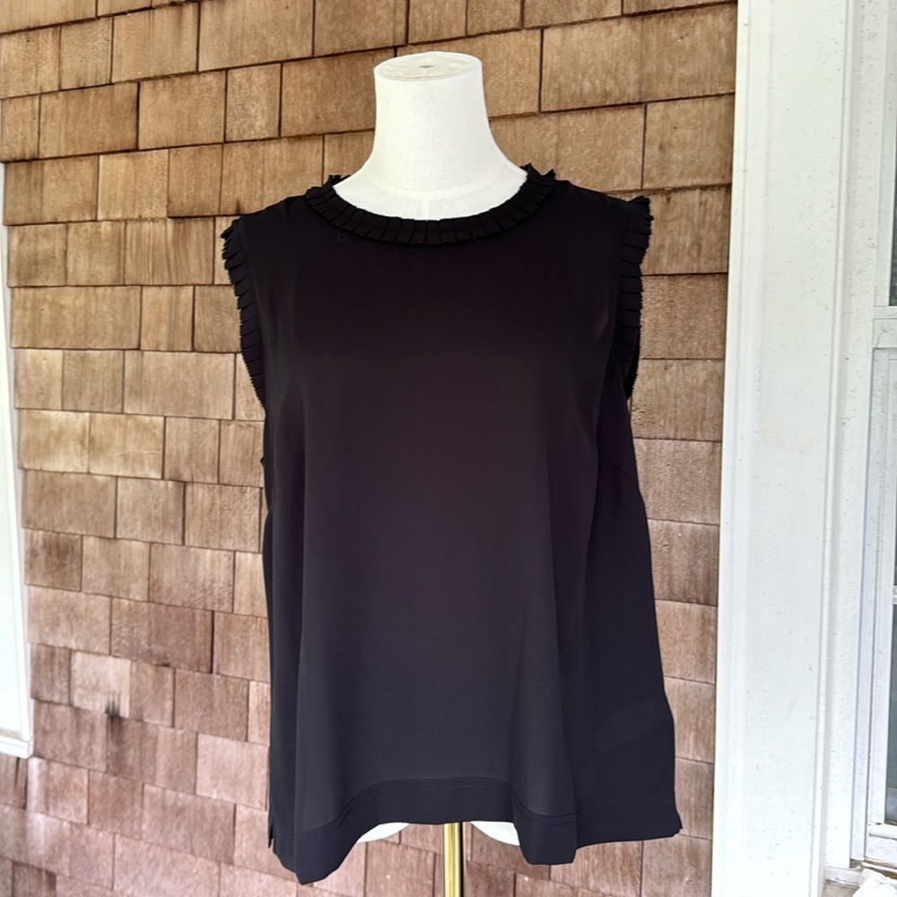 J Crew Black Pleated Sleeveless Top